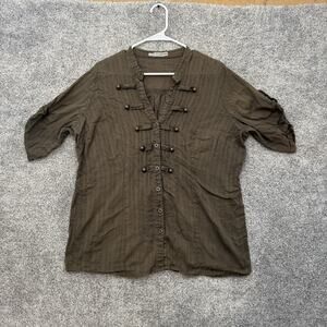 Maurices Military Inspired Top Plus Sz 2X Steampunk Boho Lightweight Semi Sheer